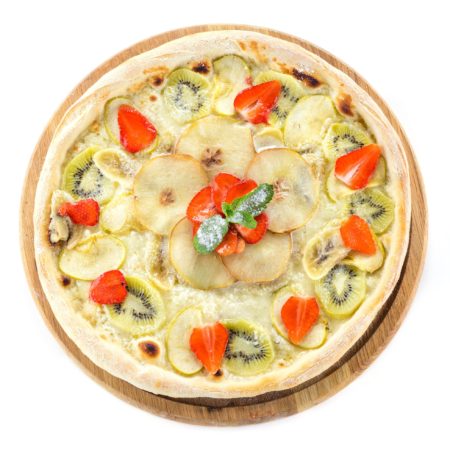 Fruit pizza over white background